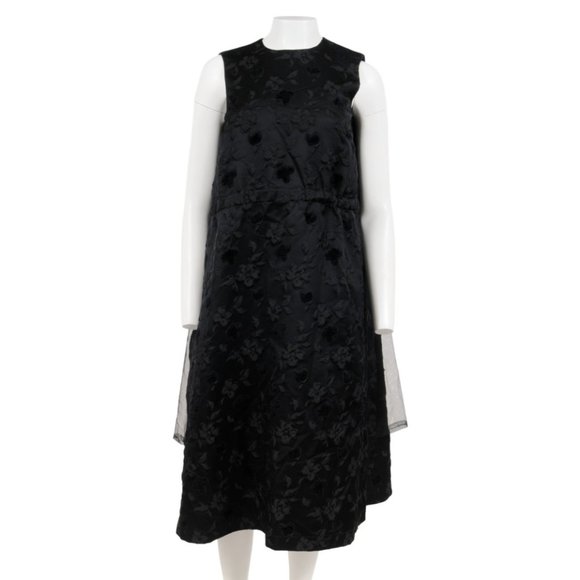 Noir Kei Ninomiya Comme De Garcons Midi Dress Small US 2 Black Floral Jacquard